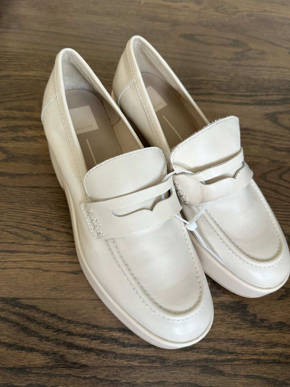 Dolce Vita Cream Leather Penny Loafers
